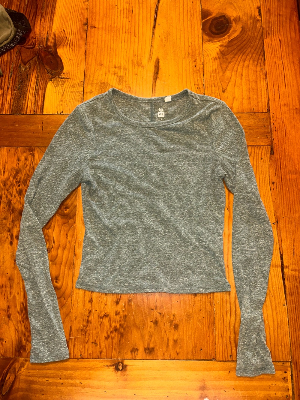 Me to We PacSun Women's Soft Heather Gray Green Scoop Neck Long-Sleeve Top